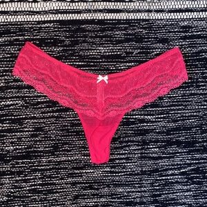 Pink Vintage Betsey Johnson Lace Thong. Size Large